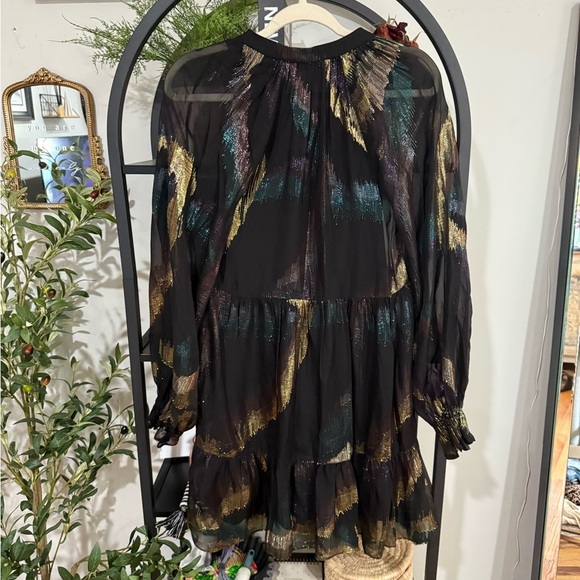 Trina Turk Black Dress with Gold and Green Accents matalic design size xs - Picture 10 of 13